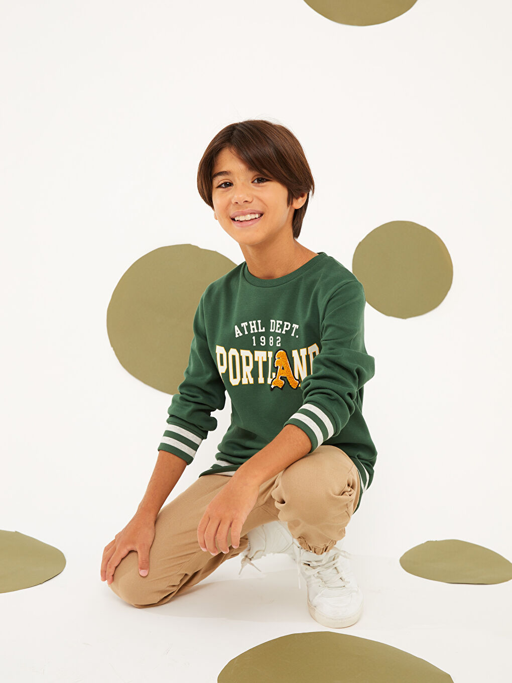 Crew Neck Printed Long Sleeve Boys' Sweatshirt