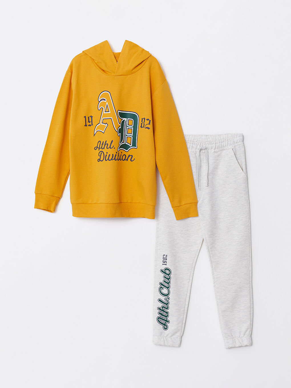Hooded Printed Long Sleeve Boy Sweatshirt and Sweatpants