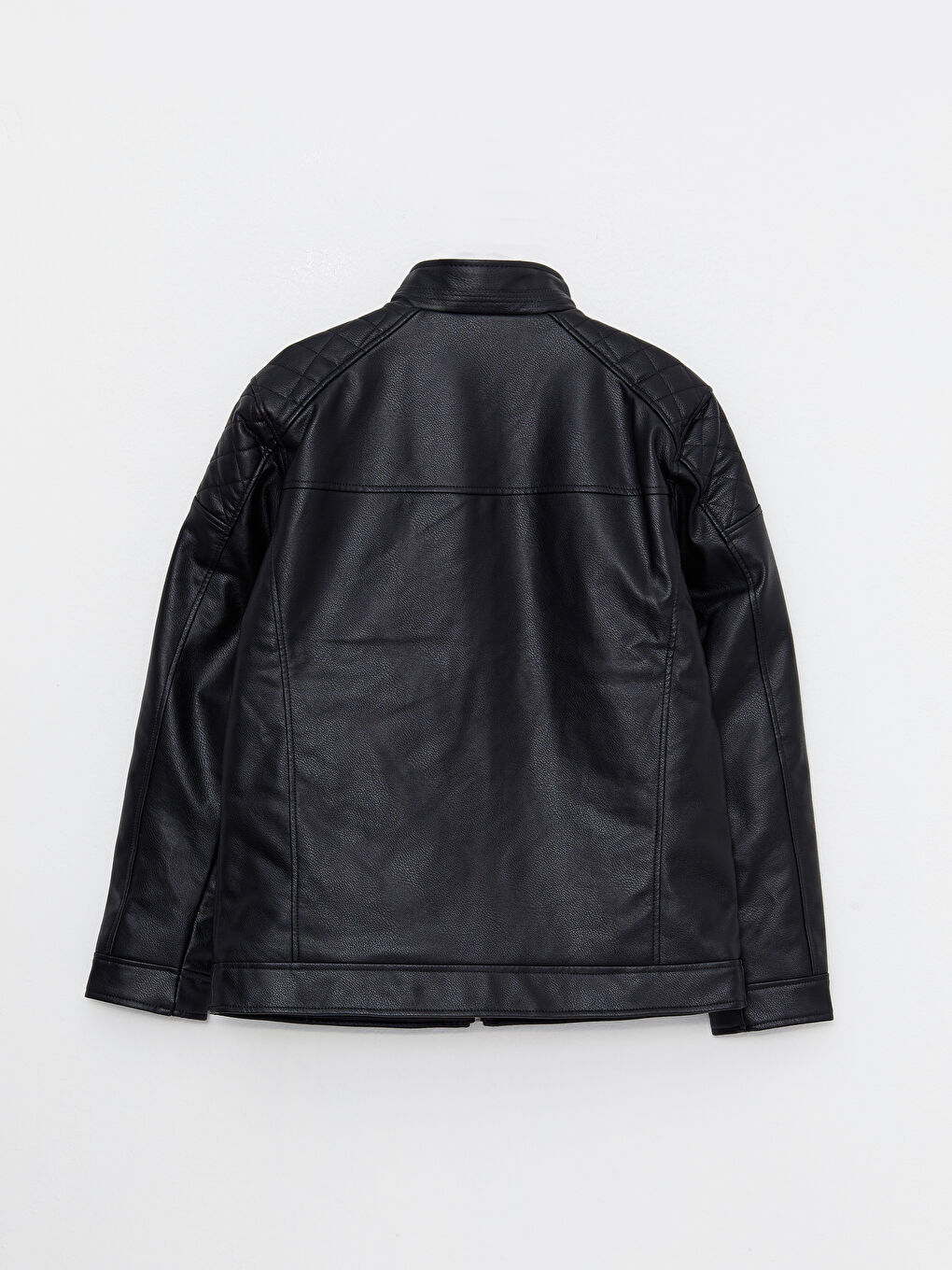 Standard Fit Collared Neck Men's Leather Look Coat-9