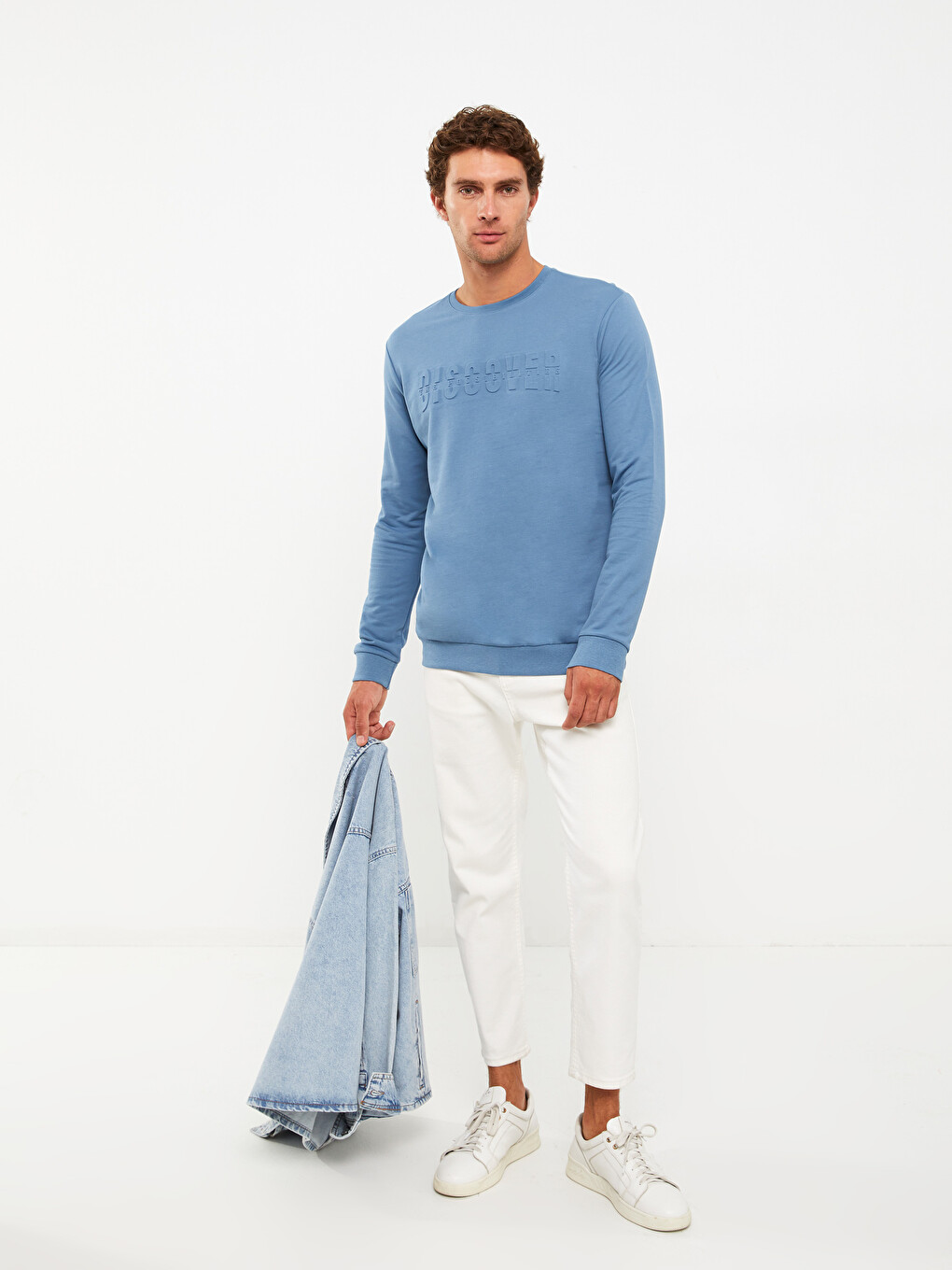 Crew Neck Long Sleeve Printed Men's Sweatshirt