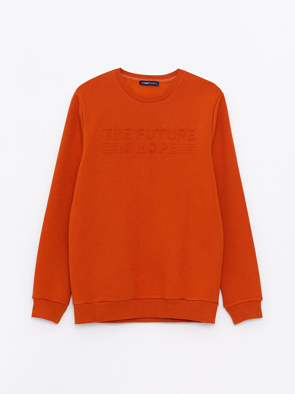 Turuncu Bisiklet Yaka Baskılı Erkek Kalın Sweatshirt-5