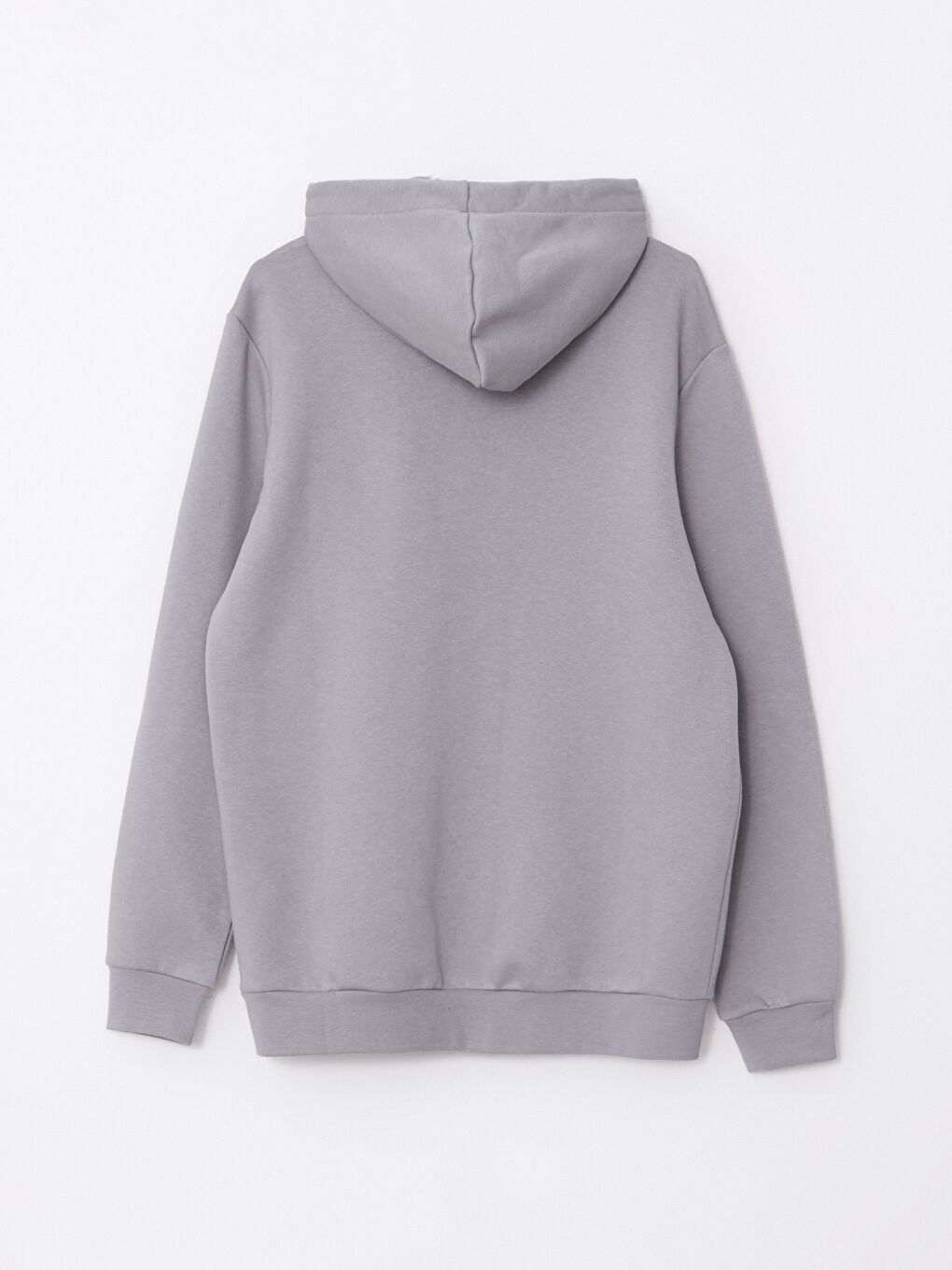 Gri Uzun Kollu Baskılı Erkek Kalın Hoodie-6