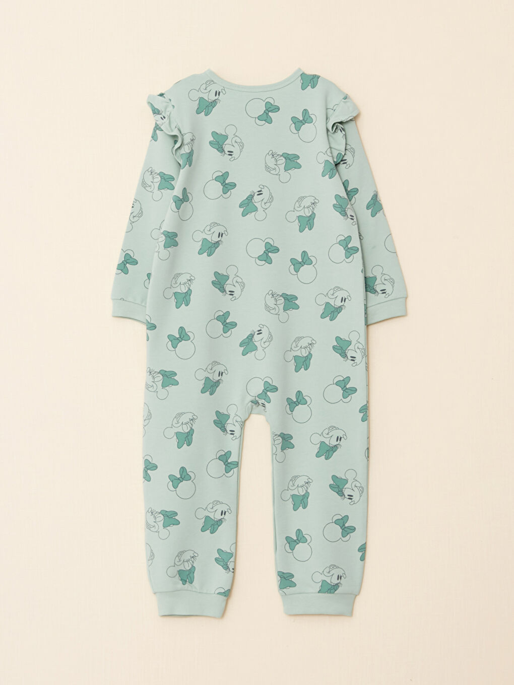 LCW baby Crew Neck Long Sleeve Minnie Mouse Printed Organic Cotton Baby Girl Rompers -W22356Z1-LRF
