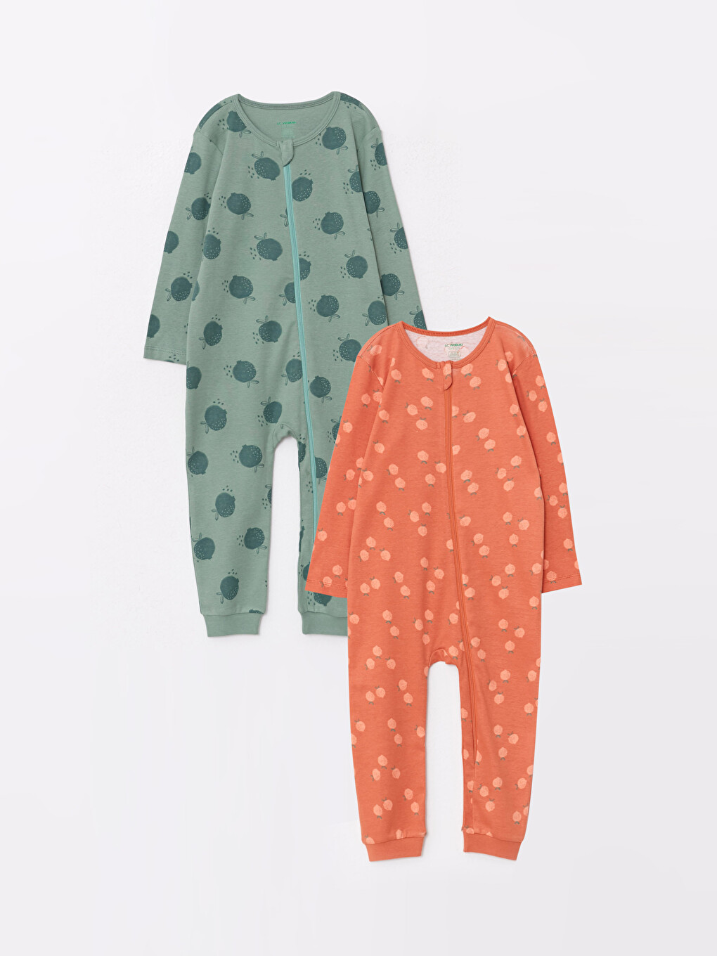 Crew Neck Long Sleeve Printed Baby Boys Jumpsuit 2 Pack