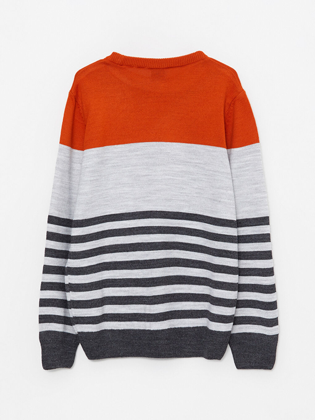 Свитер из трикотажа с круглым вырезом, цветовым блоком и длинным рукавом для мальчиков-1
