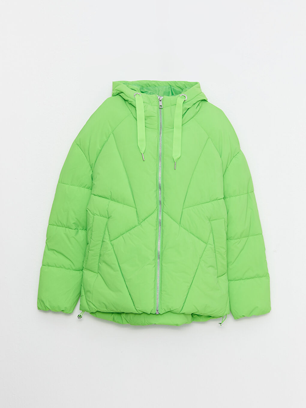 Women's Hooded Plain Puffer Coat-5