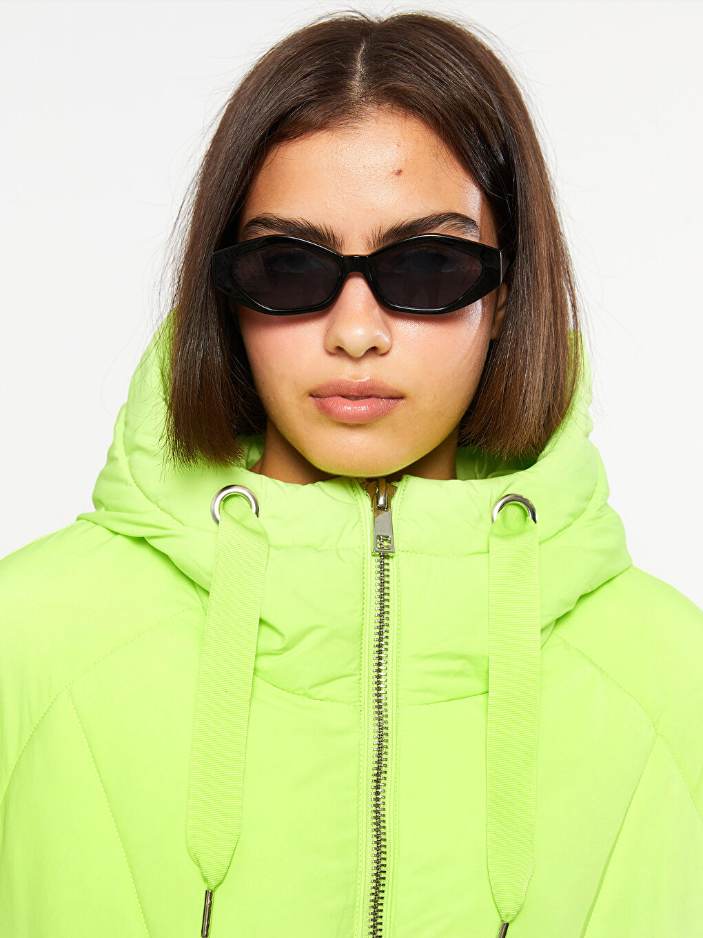 Women's Hooded Plain Puffer Coat-4