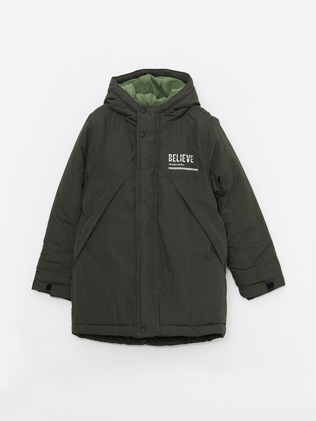 Пальто для мальчиков с капюшоном и принтом