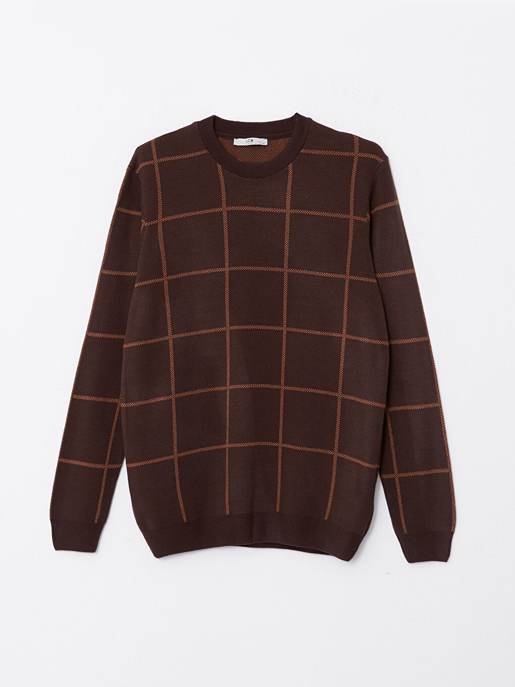 Kahverengi Bisiklet Yaka Uzun Kollu Çizgili Erkek Triko Kazak-5