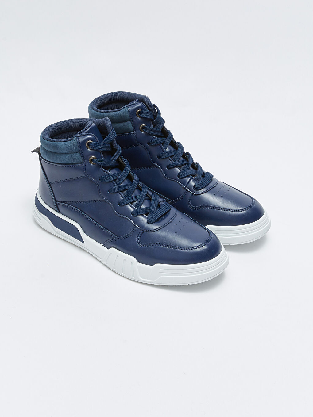 Lacivert Deri Görünümlü Bağcıklı Erkek Bot