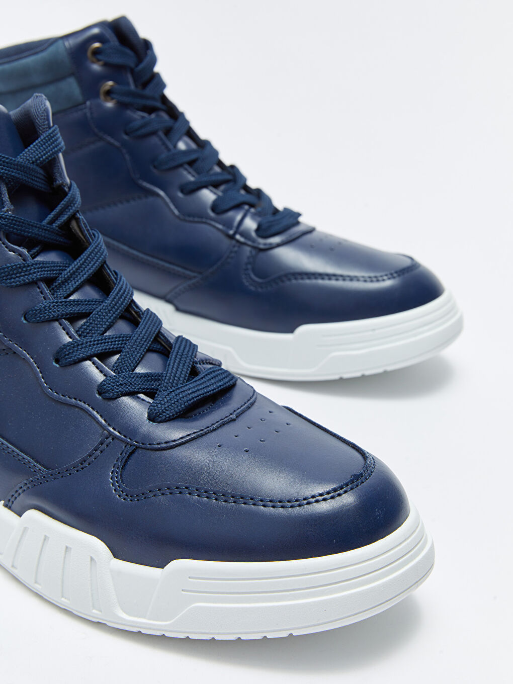 Lacivert Deri Görünümlü Bağcıklı Erkek Bot-2