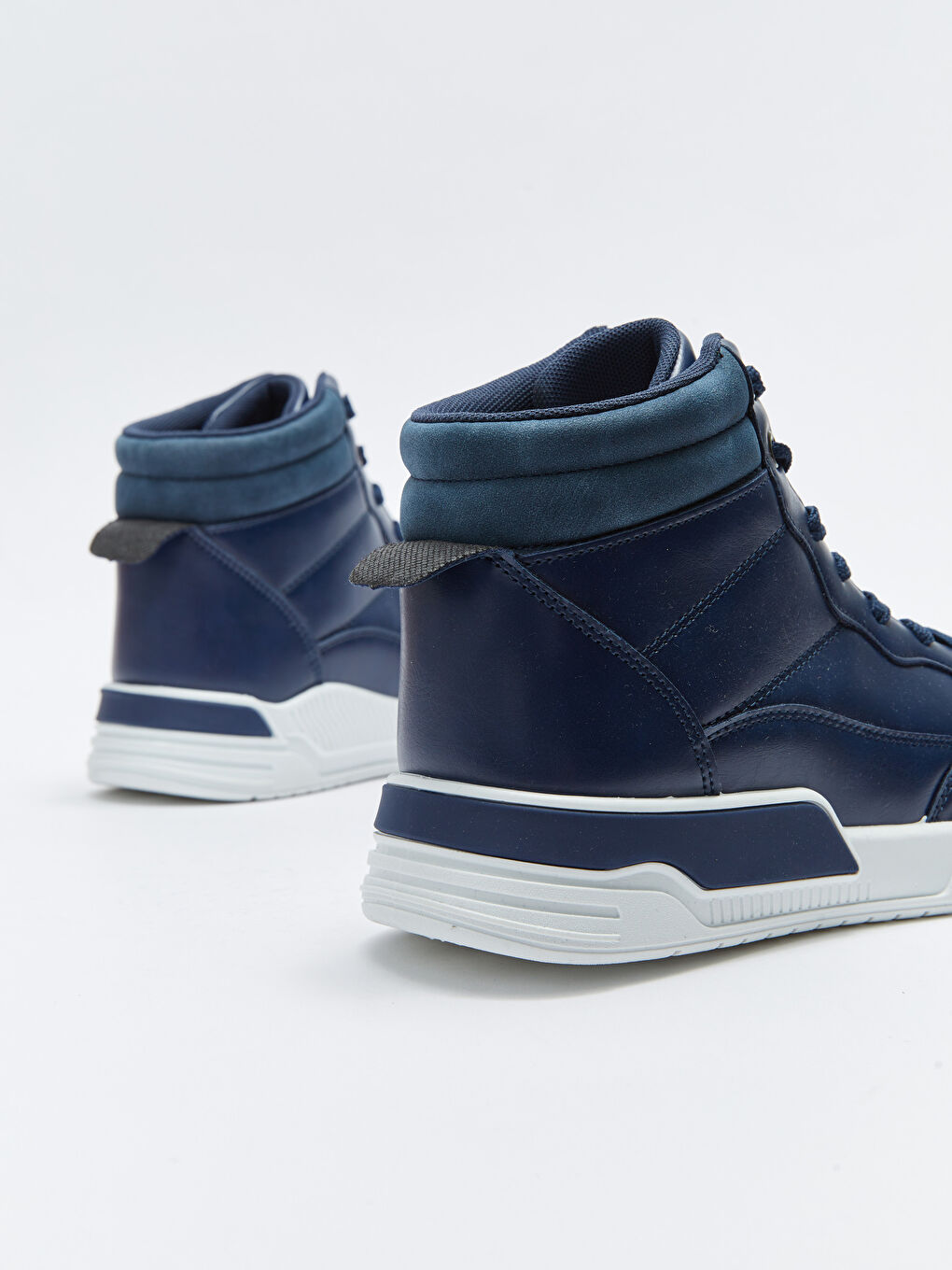 Lacivert Deri Görünümlü Bağcıklı Erkek Bot-4