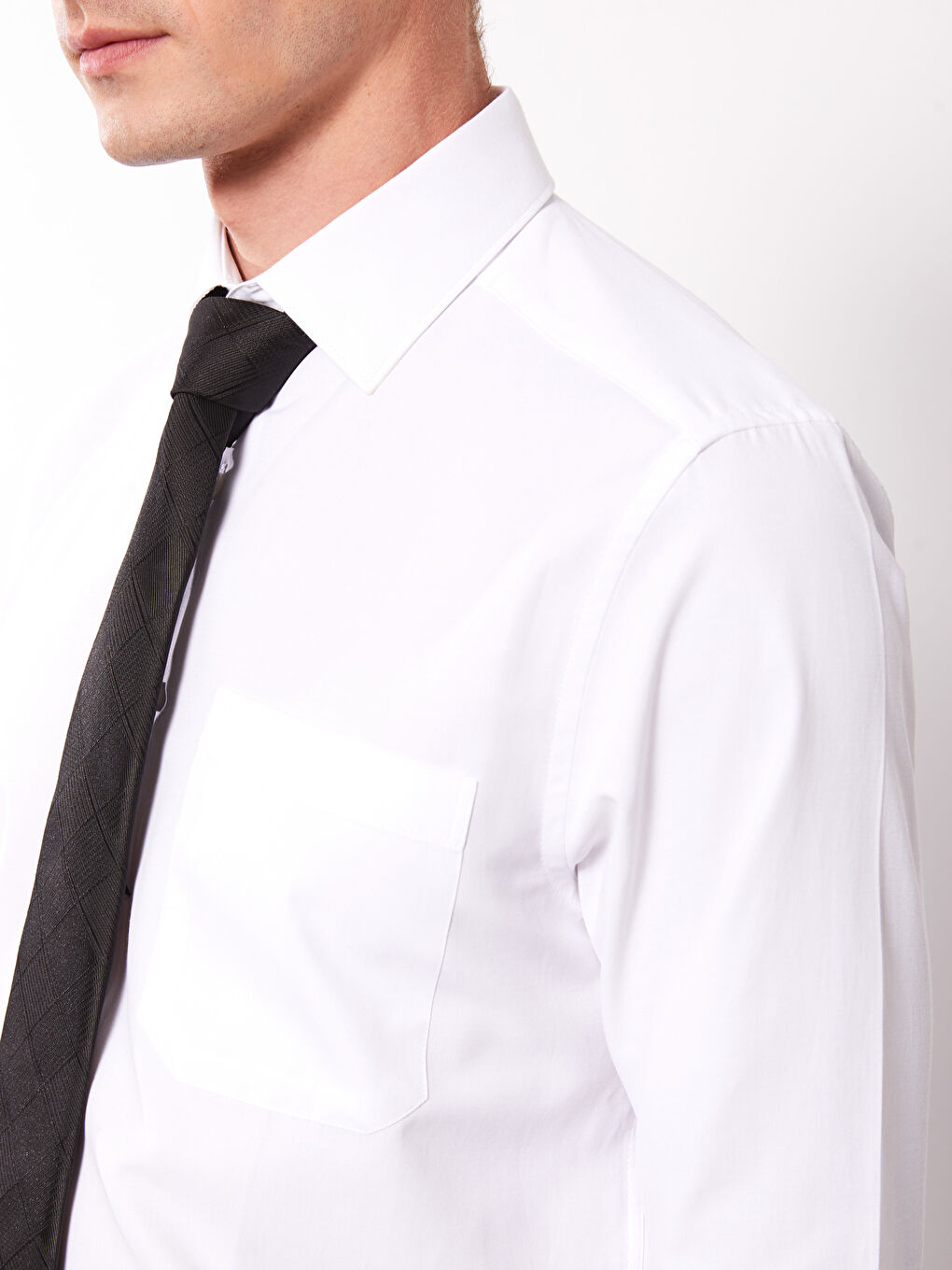 Beyaz Regular Fit Uzun Kollu Erkek Poplin Gömlek-2