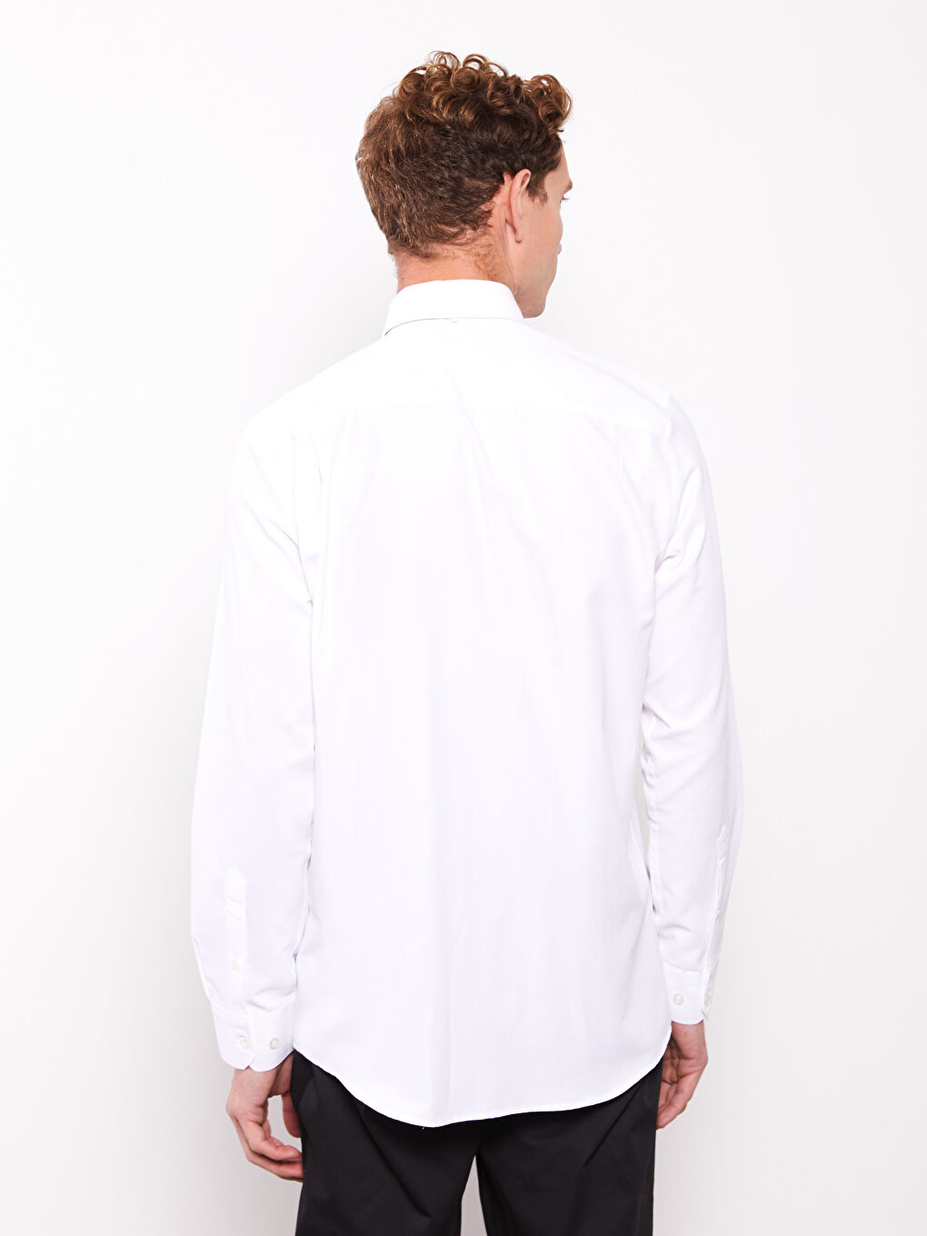 Beyaz Regular Fit Uzun Kollu Erkek Poplin Gömlek-3
