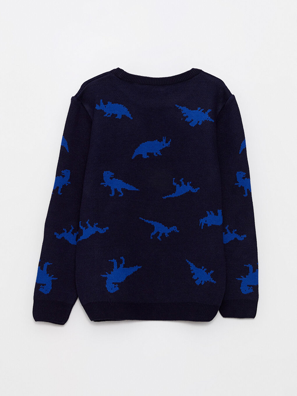 Crew Neck Patterned Long Sleeve Boy Tricot Sweater -W22430Z4-RBY