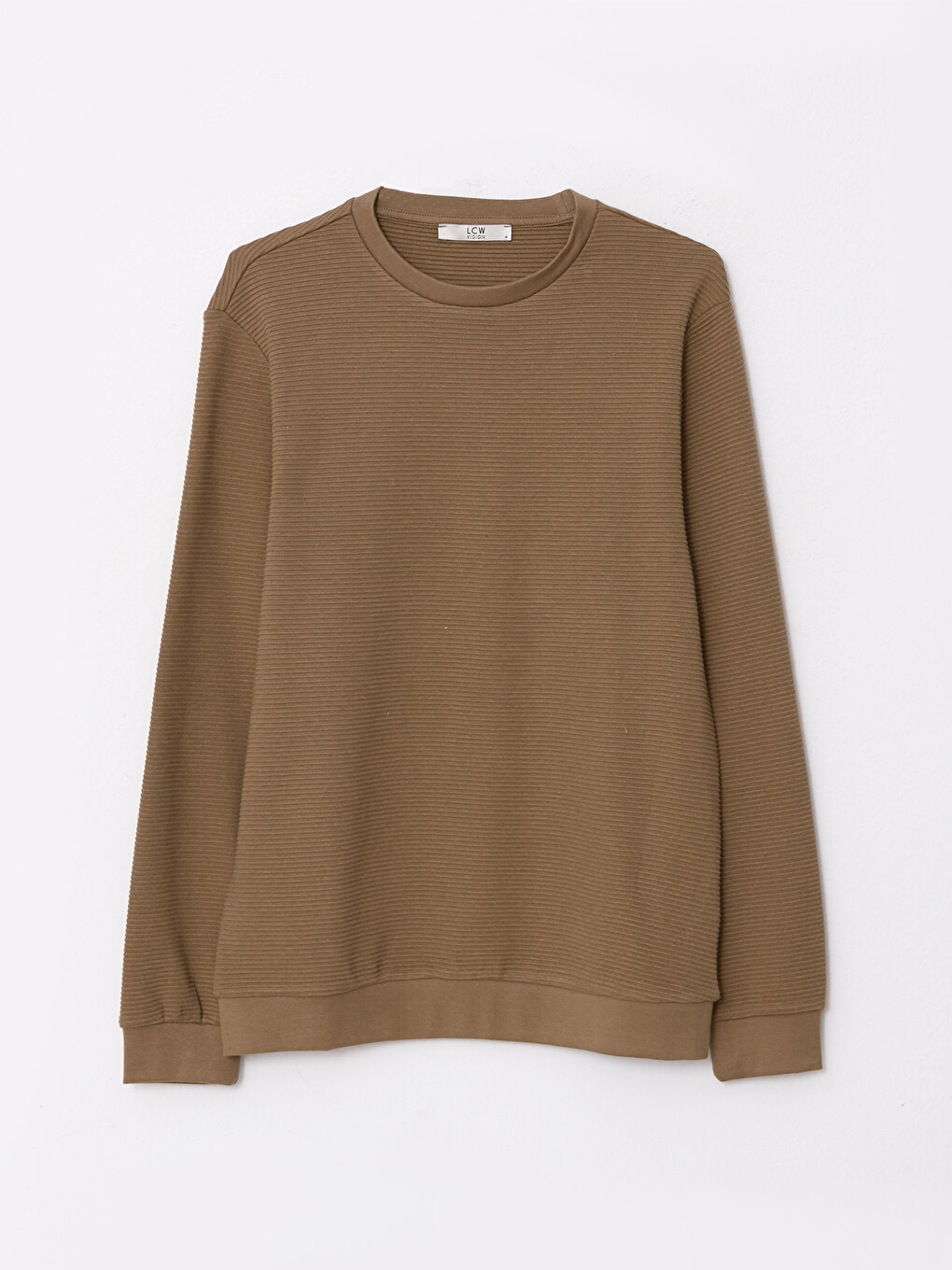 Haki Bisiklet Yaka Uzun Kollu Erkek Sweatshirt-5
