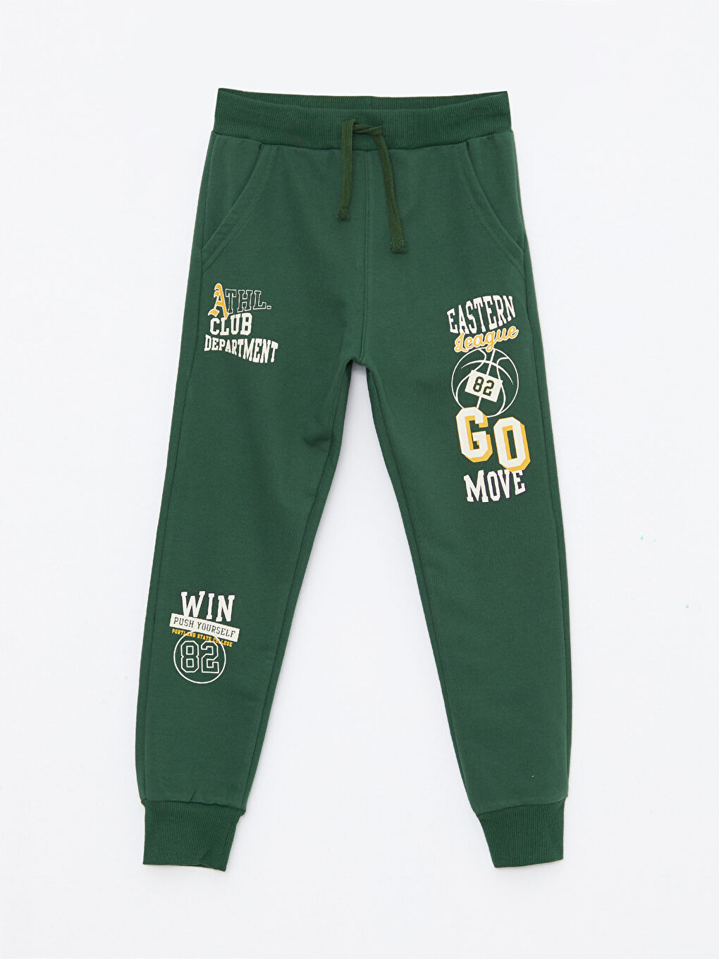 Yeşil Beli Lastikli Baskılı Erkek Çocuk Jogger Eşofman Altı