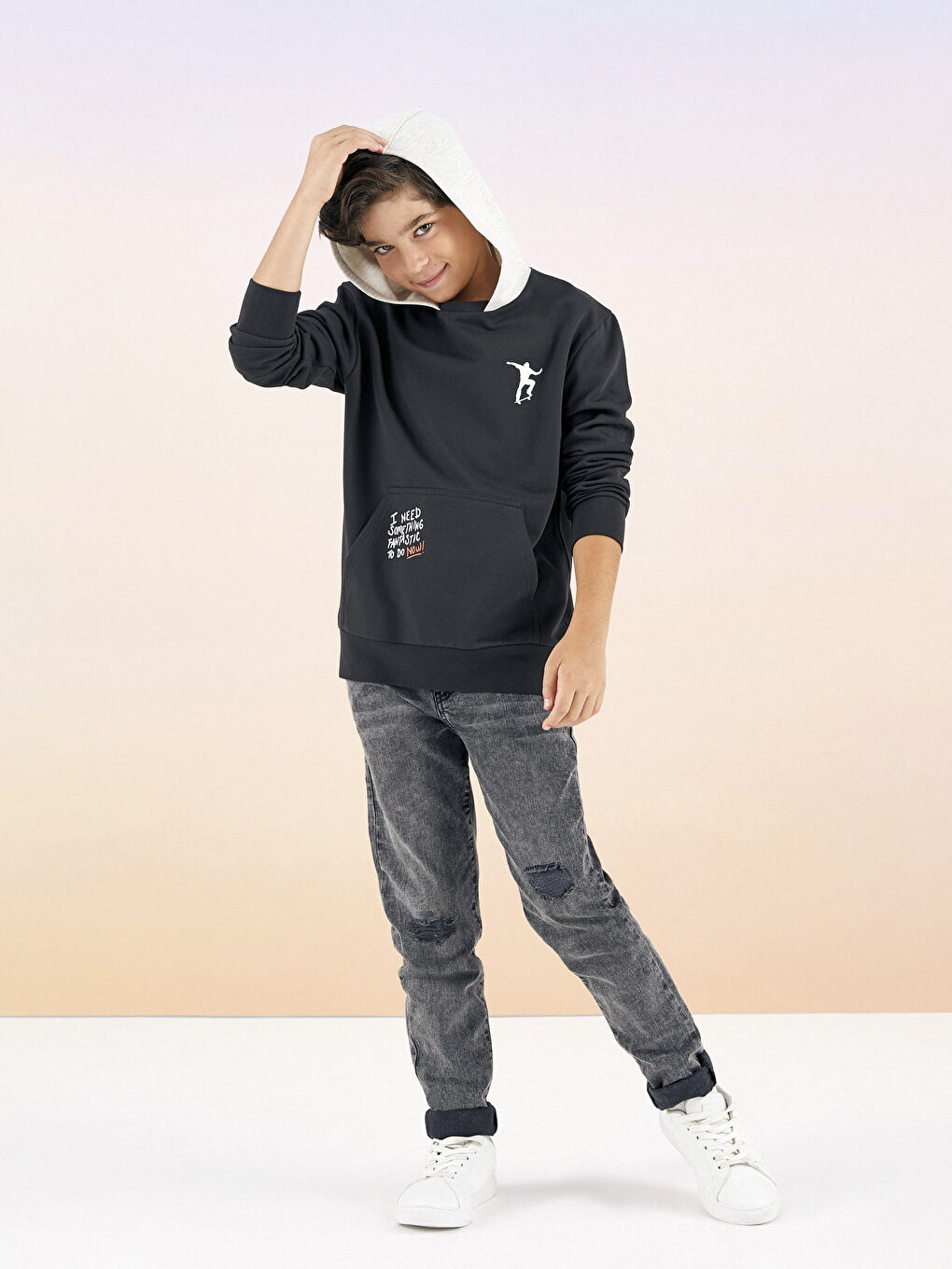 Cotton Ripped Detailed Boy Jean Trousers