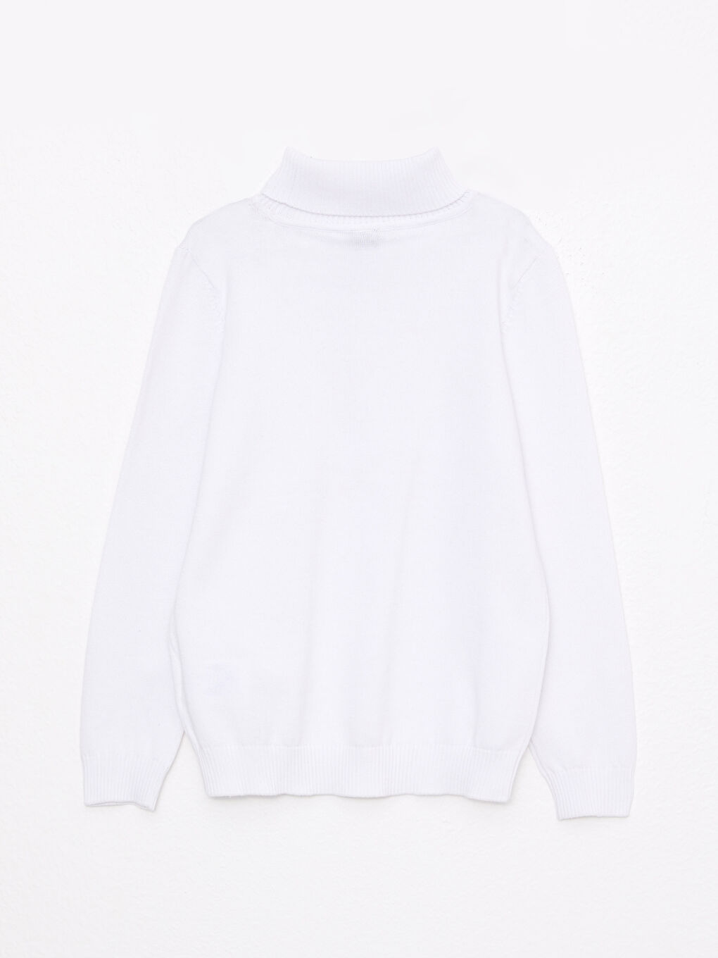 Beyaz Balıkçı Yaka Basic Uzun Kollu Erkek Çocuk Triko Kazak-1