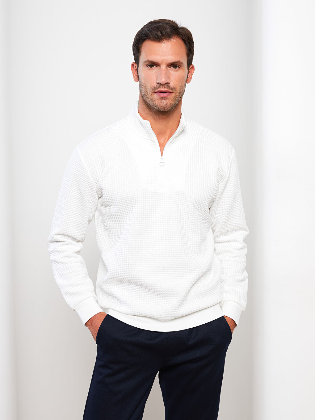 Hanorac cu Guler Tip Pâlnie pentru Bărbați