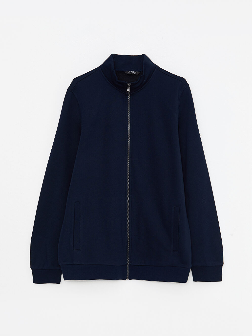 Lacivert Rahat Kalıp Dik Yaka Erkek Kalın Spor Hırka-5