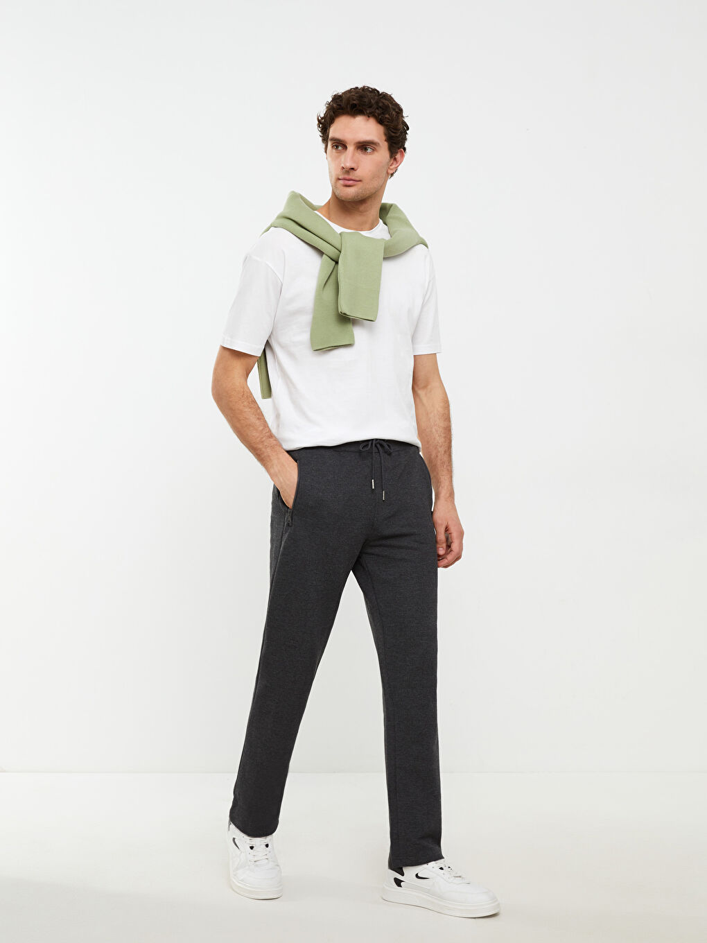 Antrasit Rahat Kalıp Erkek Eşofman Altı-2