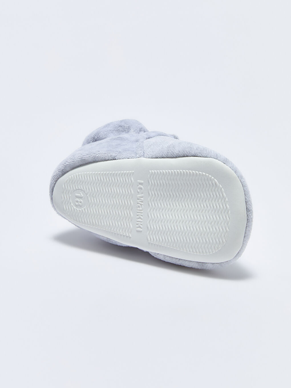 Gri Cırt Cırtlı Etiket Baskılı Erkek Bebek Yürüme Öncesi Panduf-3