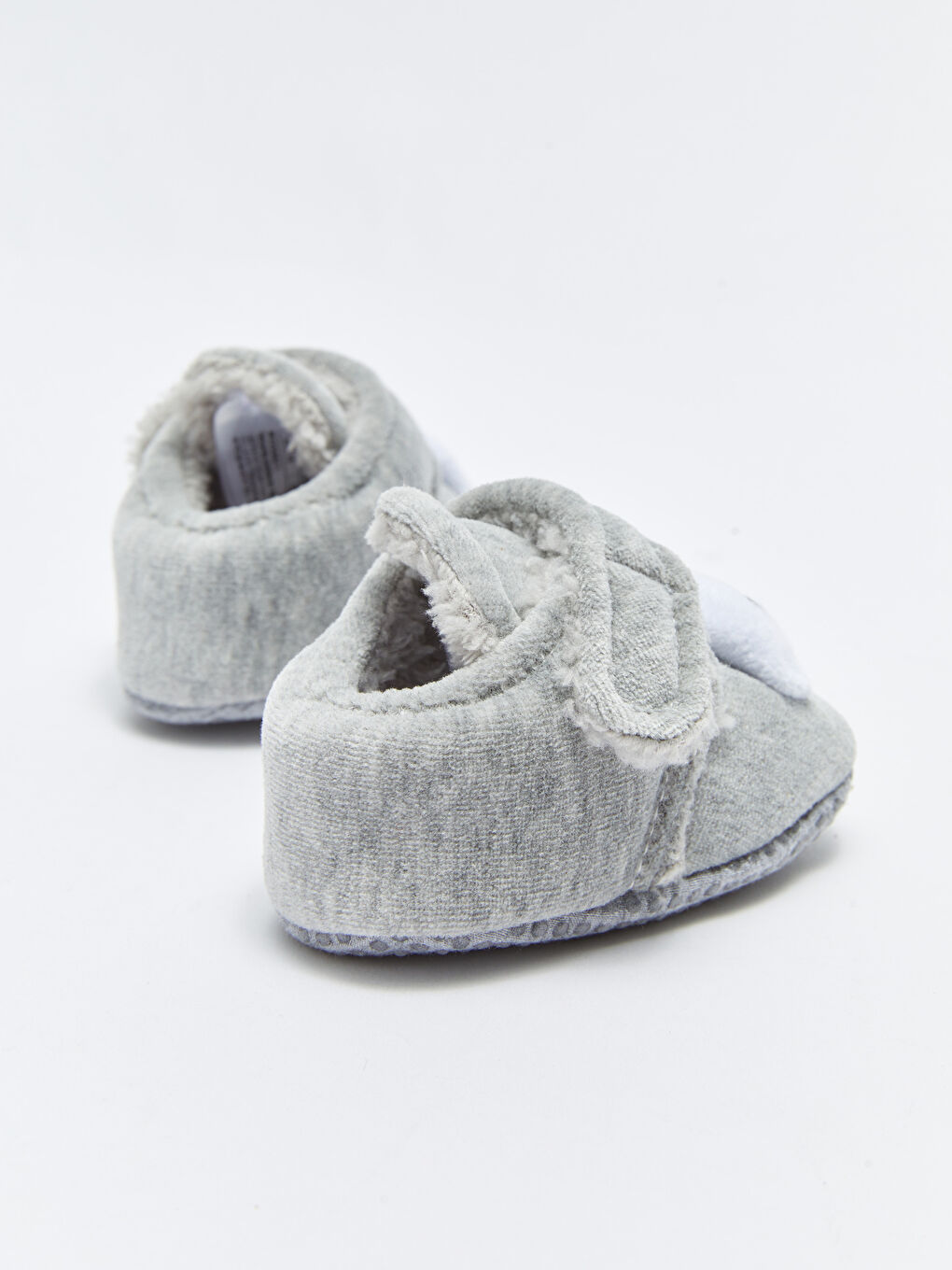 Gri 3D Aplike Detaylı Cırt Cırtlı Erkek Bebek Yürüme Öncesi Ev Ayakkabısı-4