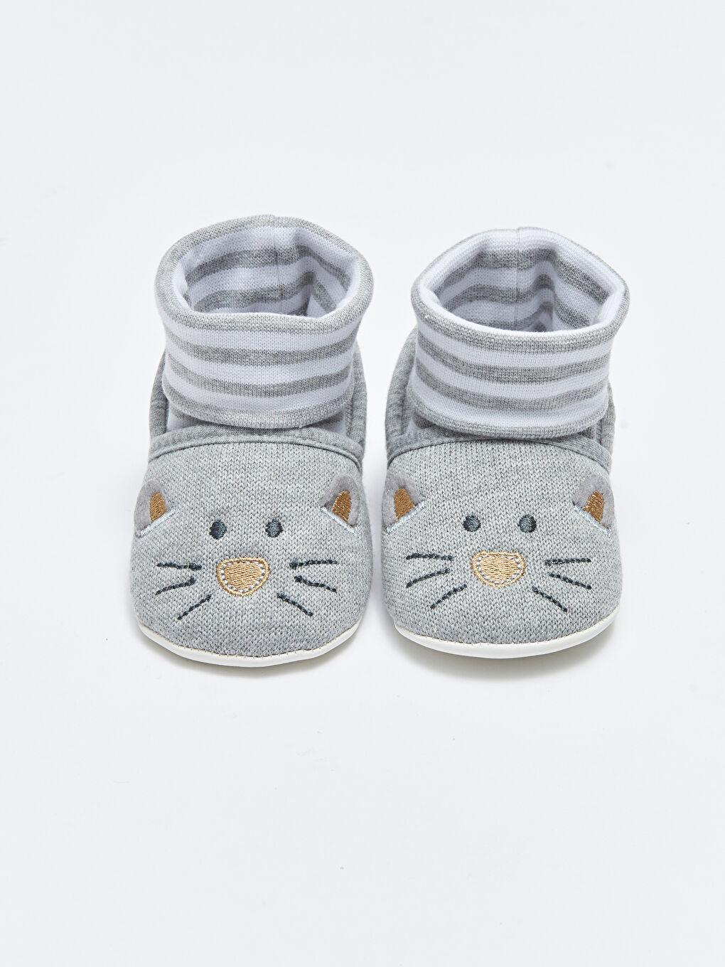 Gri Nakışlı Çoraplı Erkek Bebek Yürüme Öncesi Ayakkabı-2