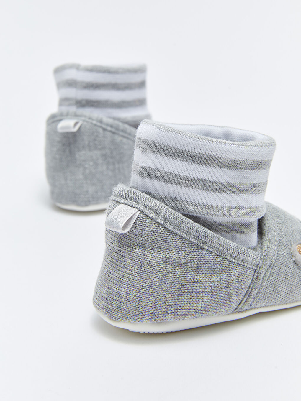 Gri Nakışlı Çoraplı Erkek Bebek Yürüme Öncesi Ayakkabı-4