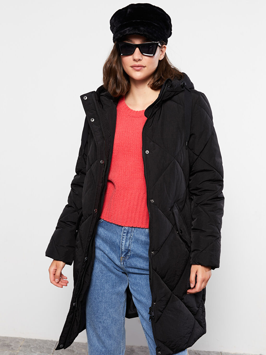 Hooded Quilted Women's Puffer Coat-1