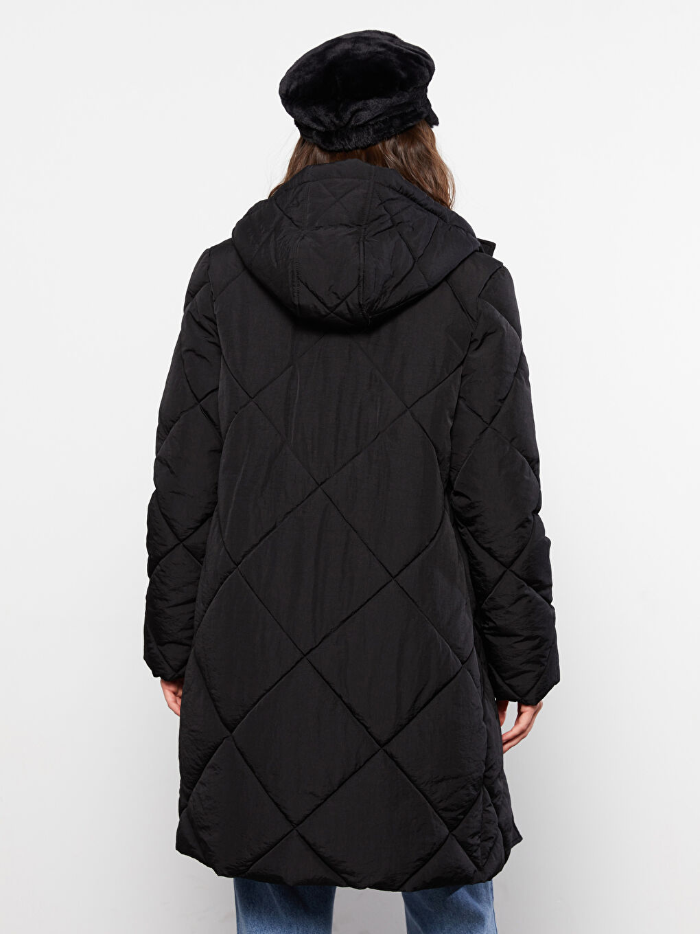 Hooded Quilted Women's Puffer Coat-3