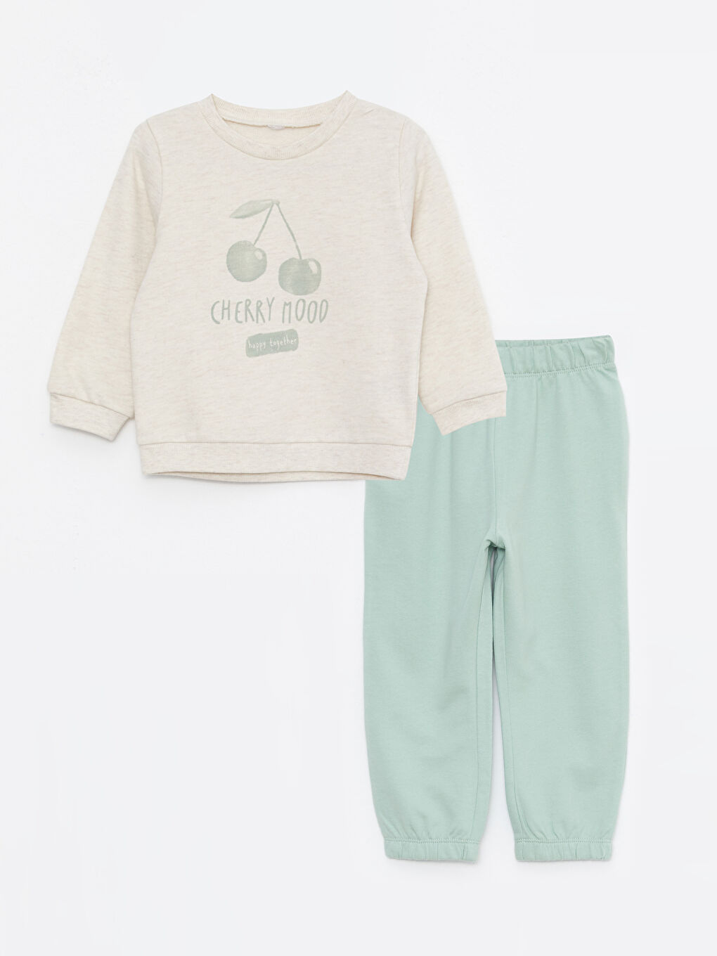 LCW baby Crew Neck Long Sleeve Printed Baby Girls' Sweatshirt and Tracksuit Bottom 2 Pack Set -W22535Z1-L8Q