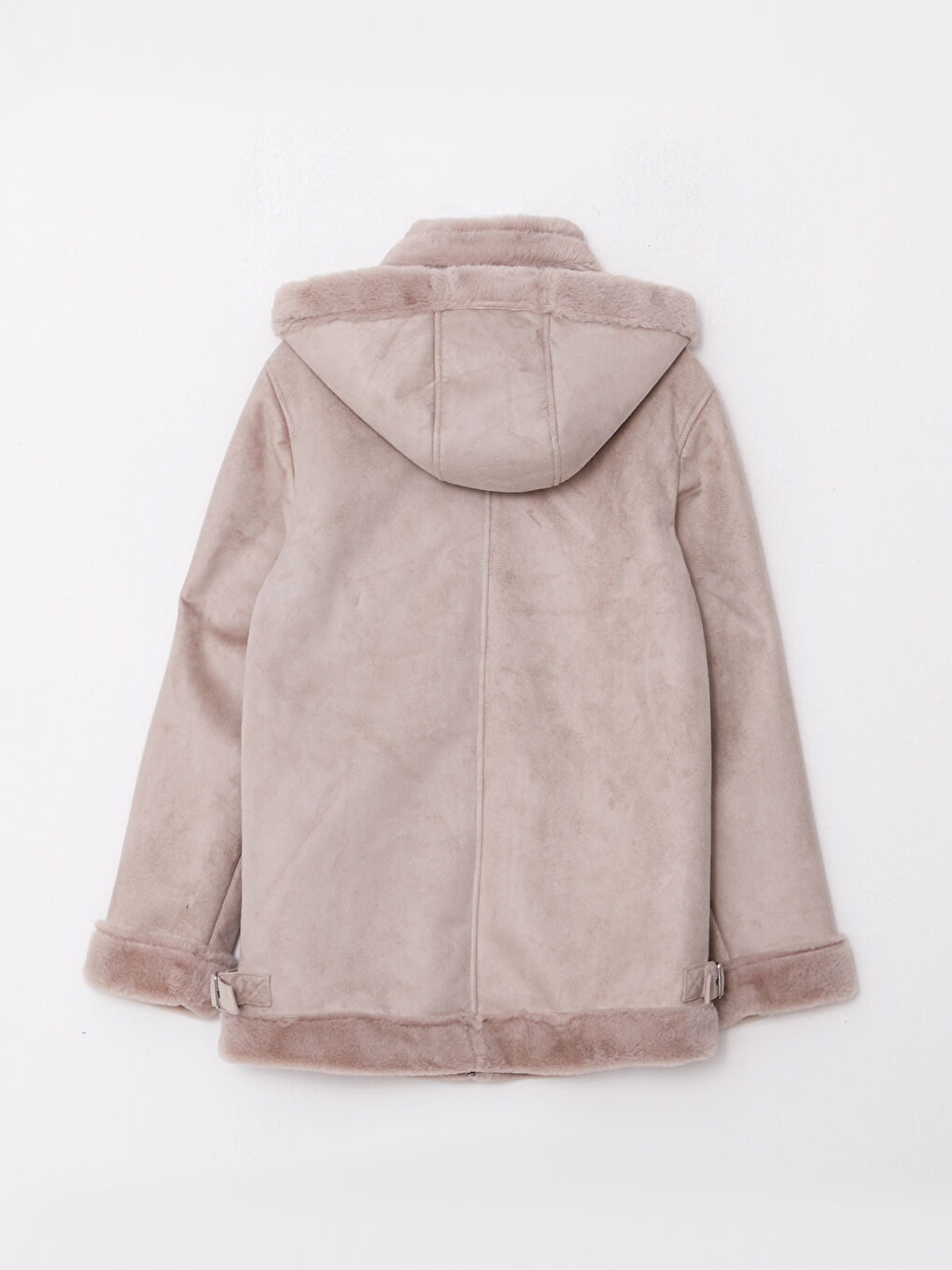 Palton din piele ecologică pentru femei cu glugă și mânecă lungă dreaptă-7