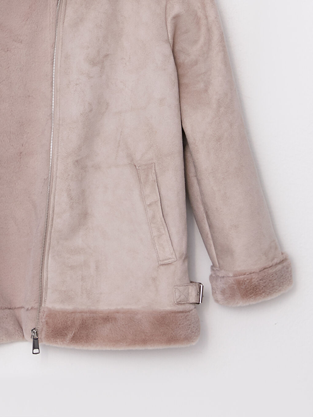 Palton din piele ecologică pentru femei cu glugă și mânecă lungă dreaptă-8