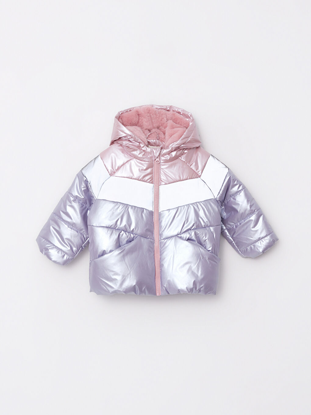Hooded Long Sleeve Color Block Baby Girl Coat