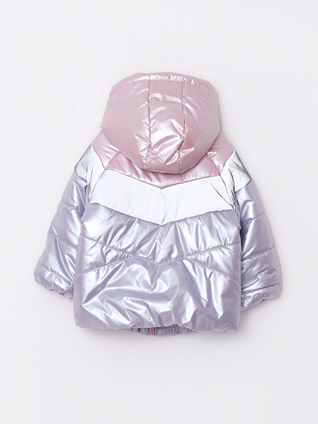 Hooded Long Sleeve Color Block Baby Girl Coat-2