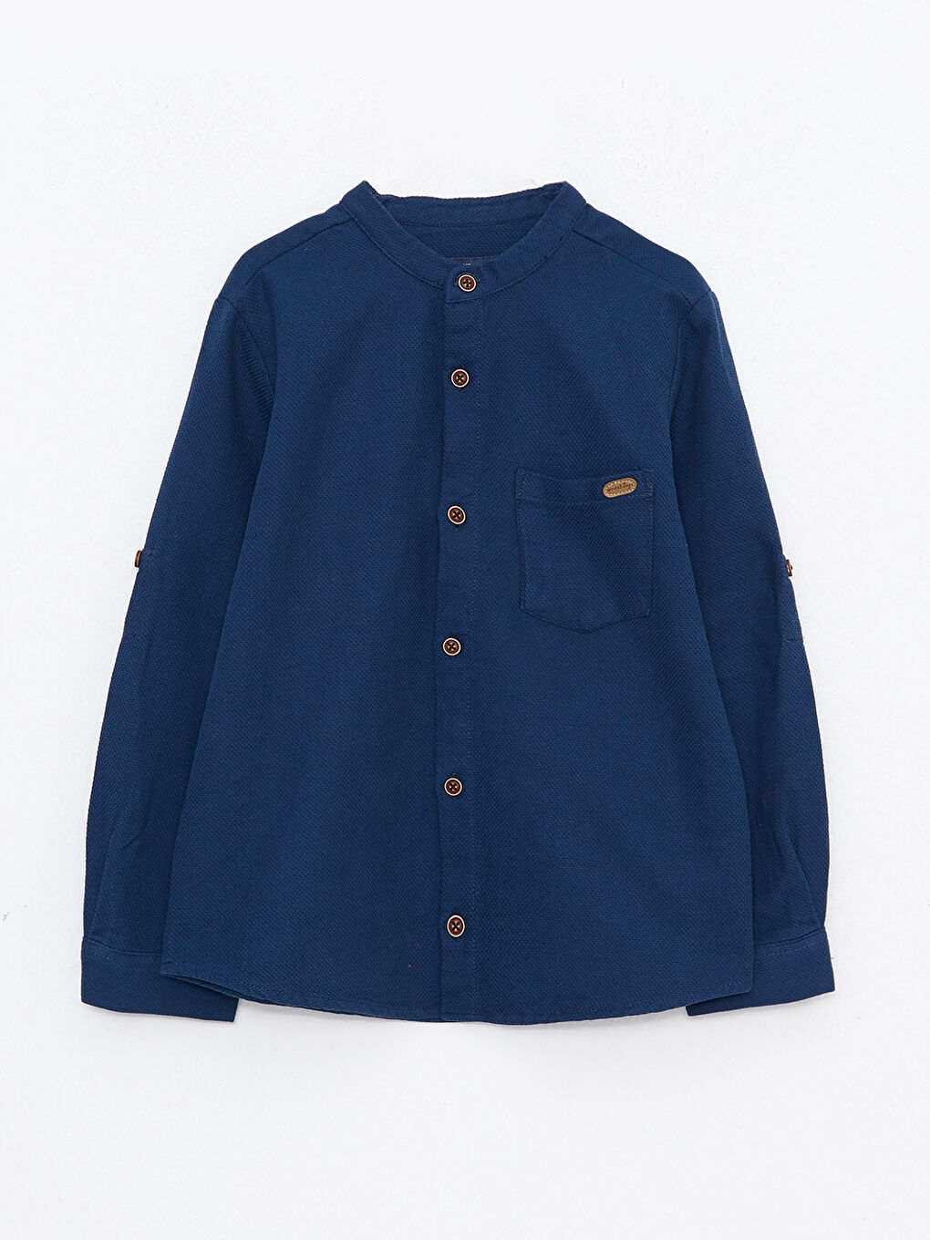 İndigo Hakim Yaka Kendinden Desenli Uzun Kollu Erkek Çocuk Gömlek