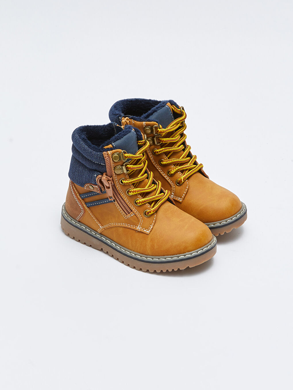 Leather Look Lace-Up and Zipper Baby Boy Boots