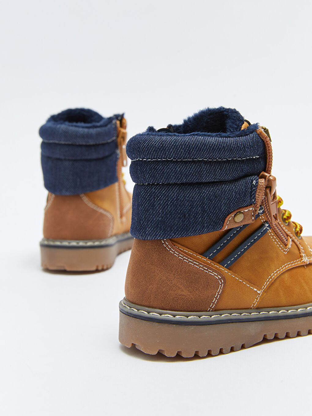 Leather Look Lace-Up and Zipper Baby Boy Boots-4