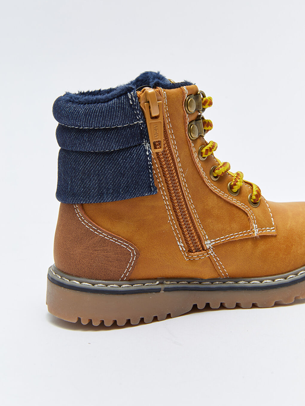 Leather Look Lace-Up and Zipper Baby Boy Boots-5