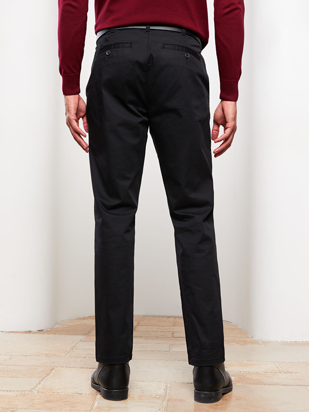 Standard Fit Gabardine Men's Trousers with Belt-6