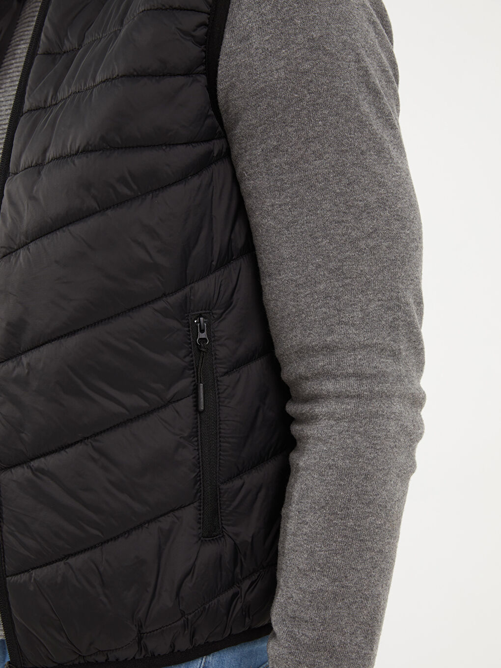 Siyah Standart Kalıp Dik Yaka Erkek Şişme Yelek-3