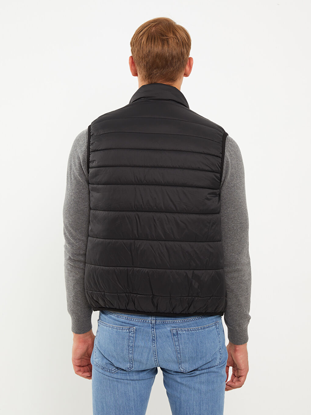 Siyah Standart Kalıp Dik Yaka Erkek Şişme Yelek-4