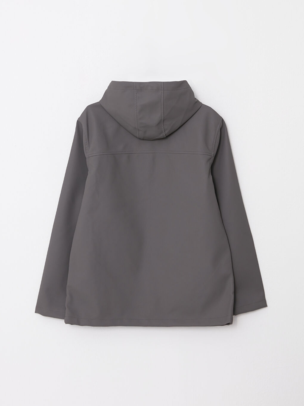 Gri Standart Kalıp Kapüşonlu Erkek Yağmurluk-7