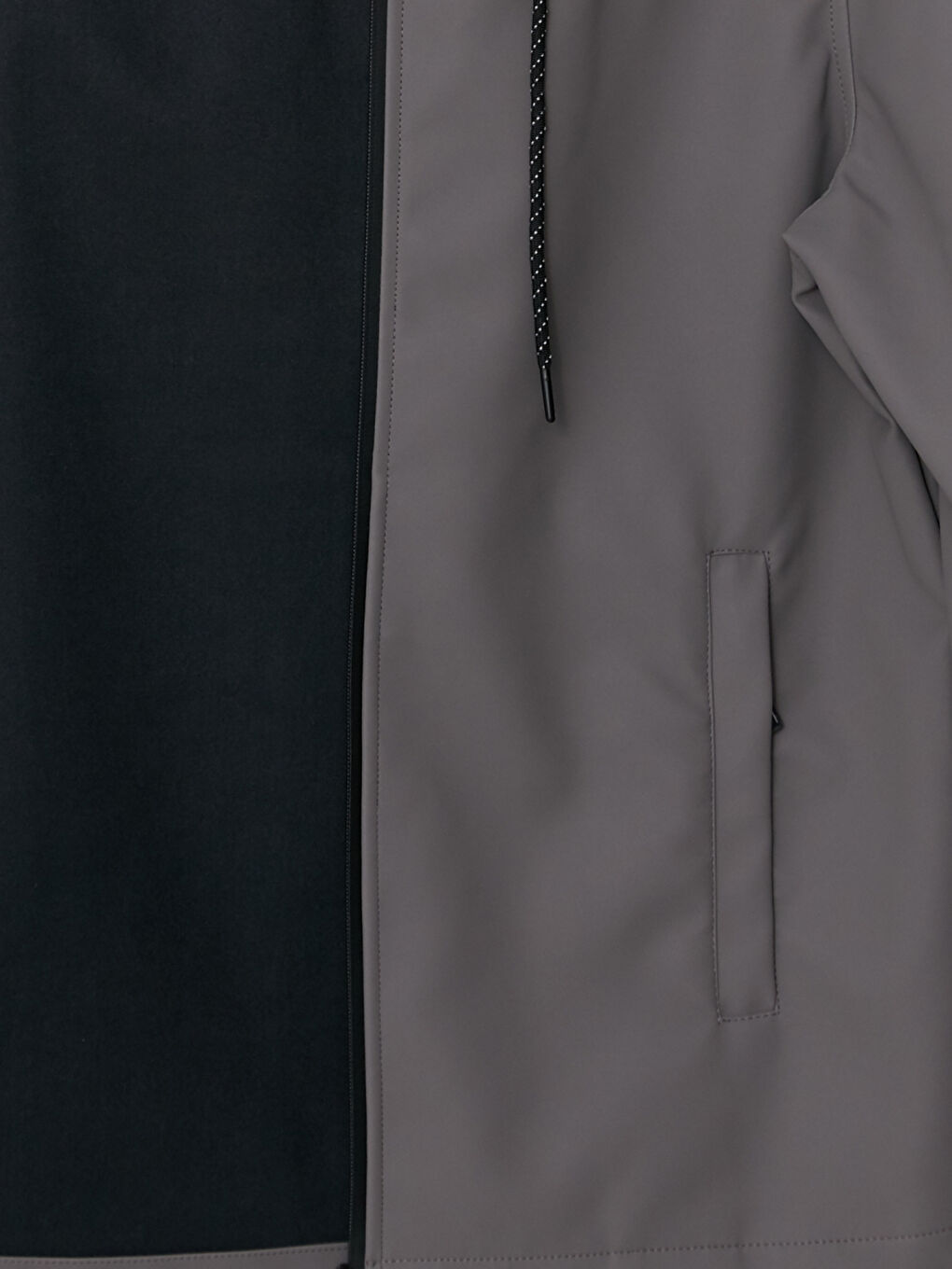 Gri Standart Kalıp Kapüşonlu Erkek Yağmurluk-8