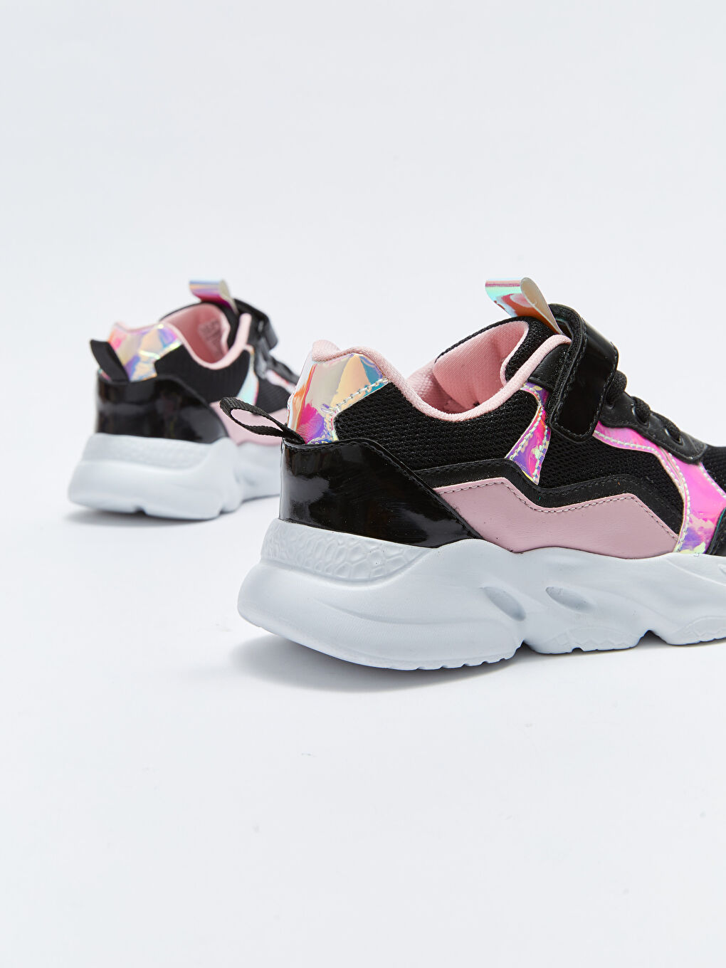 Girls' Active Sneakers with Thick Sole, Velcro and Lace-Up-4