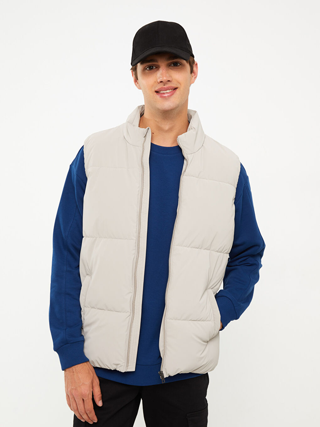 Мужчины Бежевый Дутый жилет-1