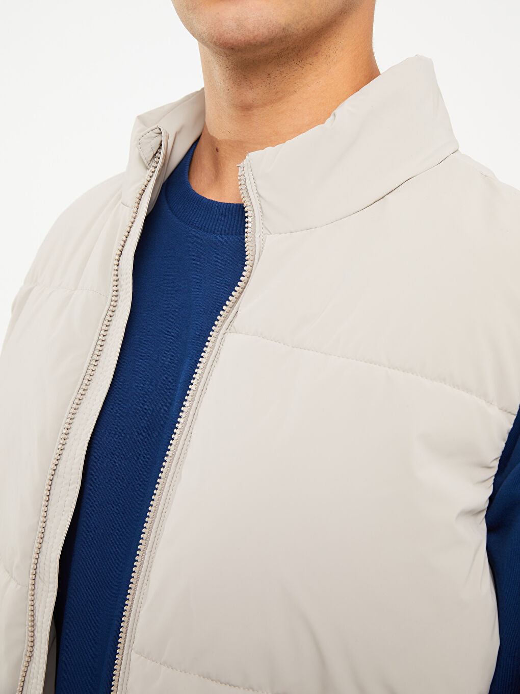 Мужчины Бежевый Дутый жилет-2