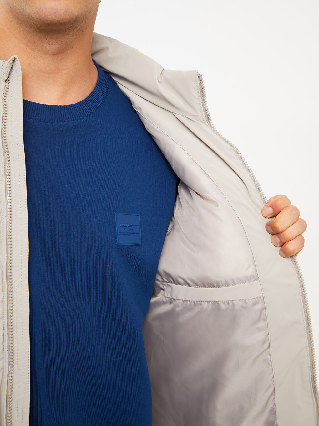 Мужчины Бежевый Дутый жилет-3